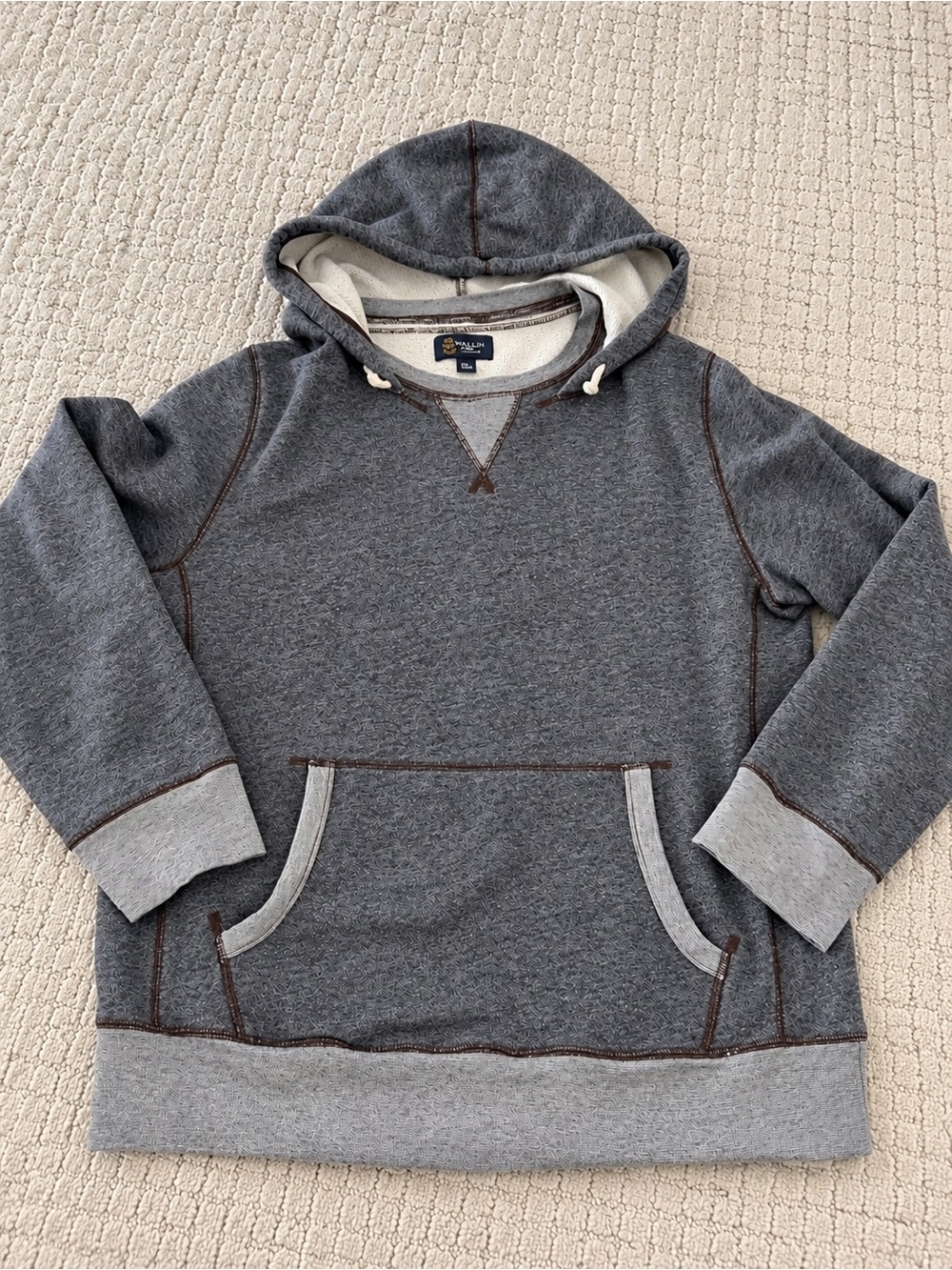 Nordstrom Wallin and Bros Men's Two-Tone Gray Hooded Pullover Sweatshirt